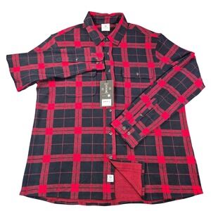 7Diamonds Generation Soft Flannel Shirt Mens XL Red Black Plaid 4Way Stretch NWT